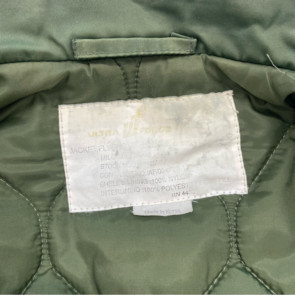 Vintage Pilot Flight USAF US Air Force Ultra Force Green Bomber Jacket Size XL. - Picture 10 of 10
